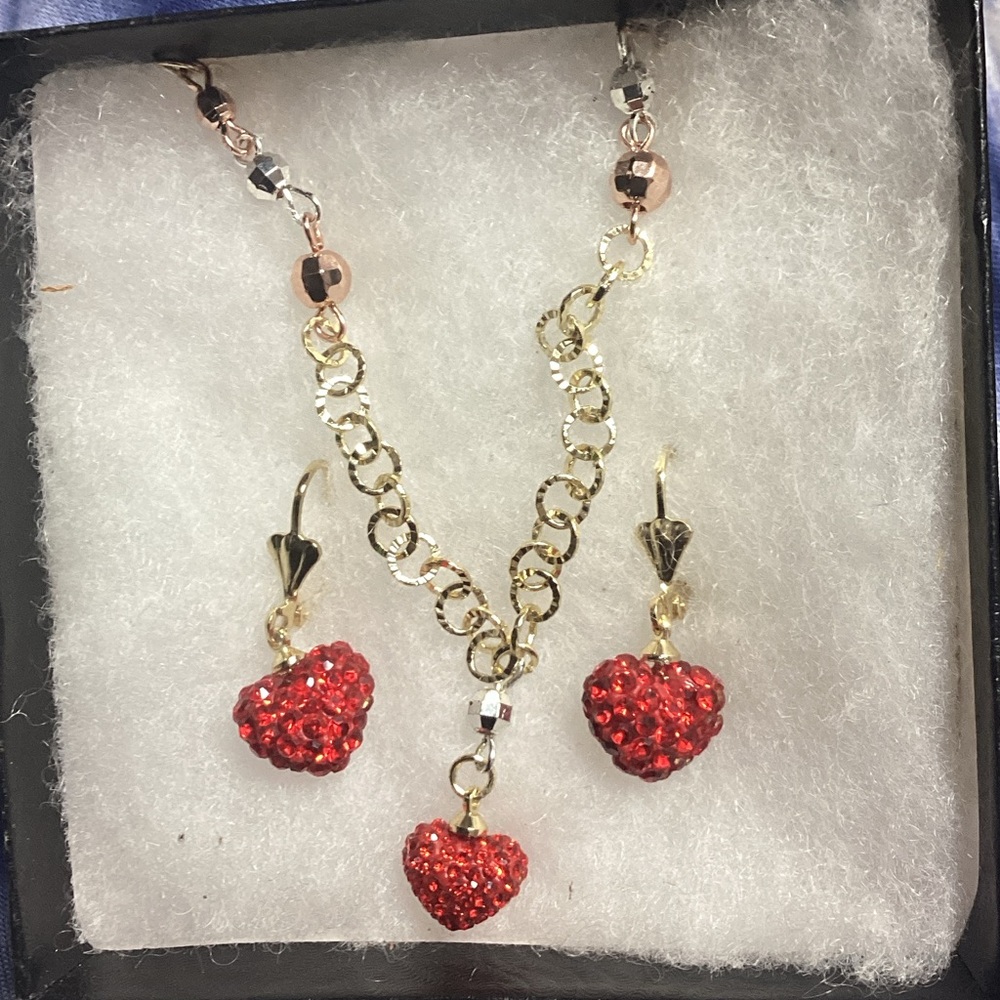 Elegant Red Heart Jewelry Set